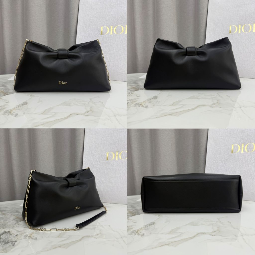 Black Replica Dior Bow Bag — iconic luxury handbag with signature bow detail, displayed in multiple angles